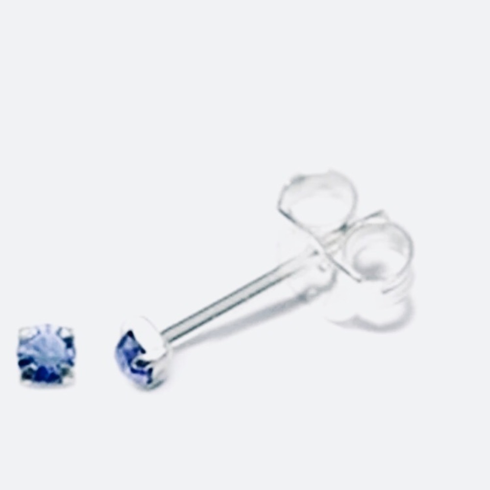 Super Tiny Light Sapphire Blue Crystal Earrings NEW